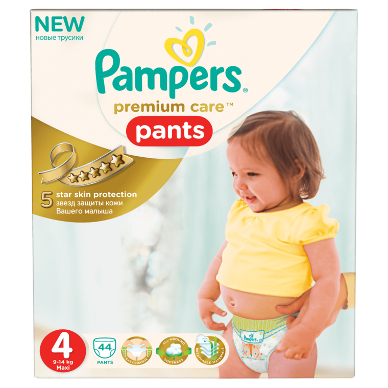 pieluchomajtki pampers premium care pants 4 maxi 44 szt