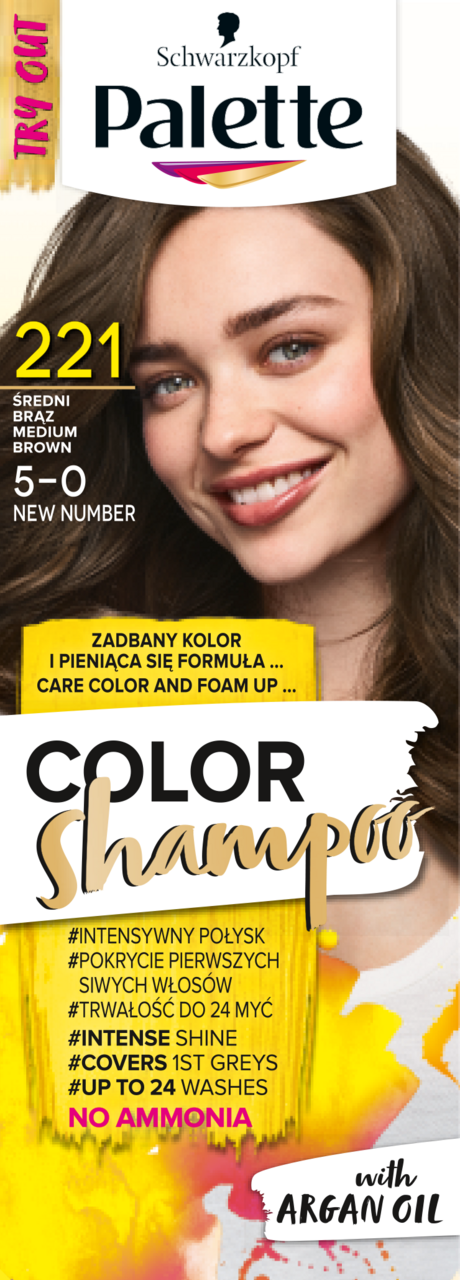 palette color shampoo szampon koloryzujący 221 średni brąz