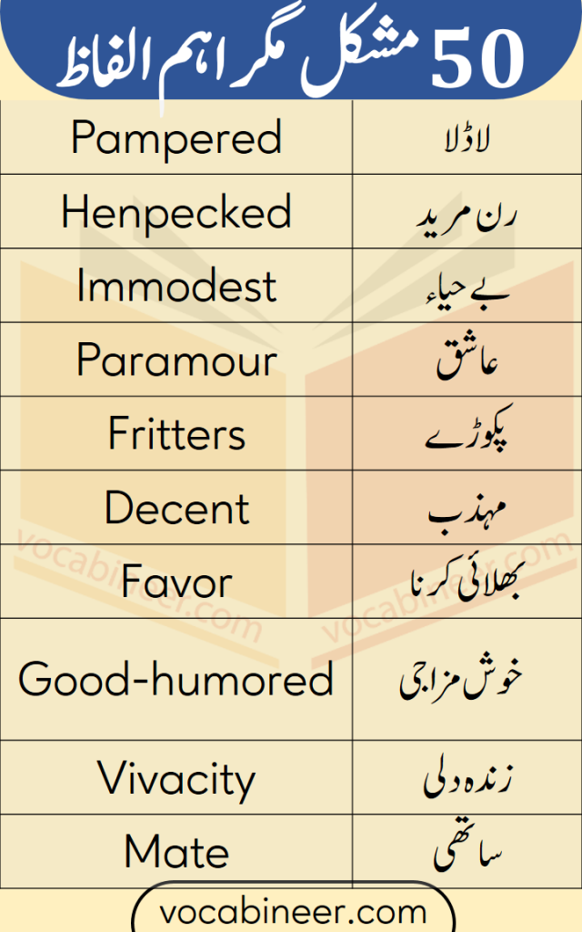 pampered girl meaning in urdu