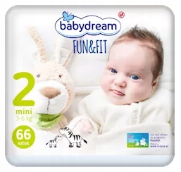 babydream fun&fit pieluszki jednorazowe mini2 3-6 kg