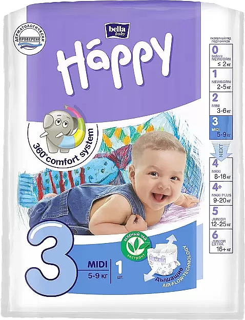 bella pieluchy happy midi 3 52szt