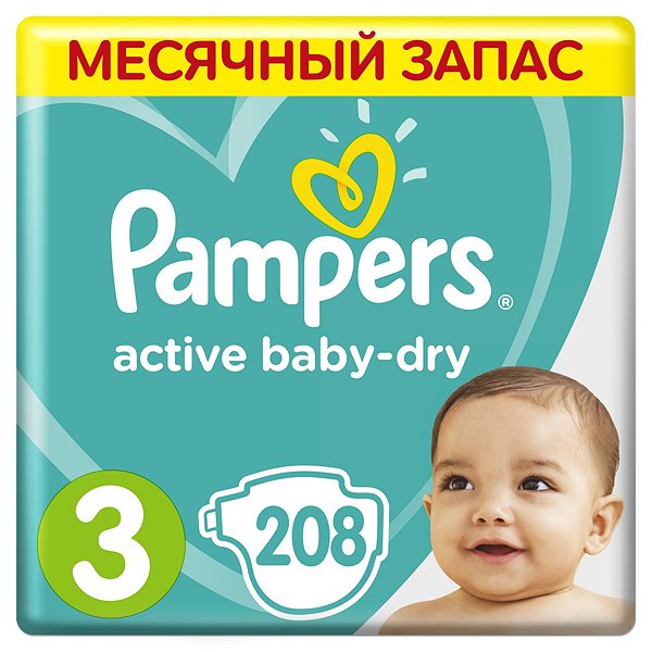 pampers active baby dry 3 208 szt